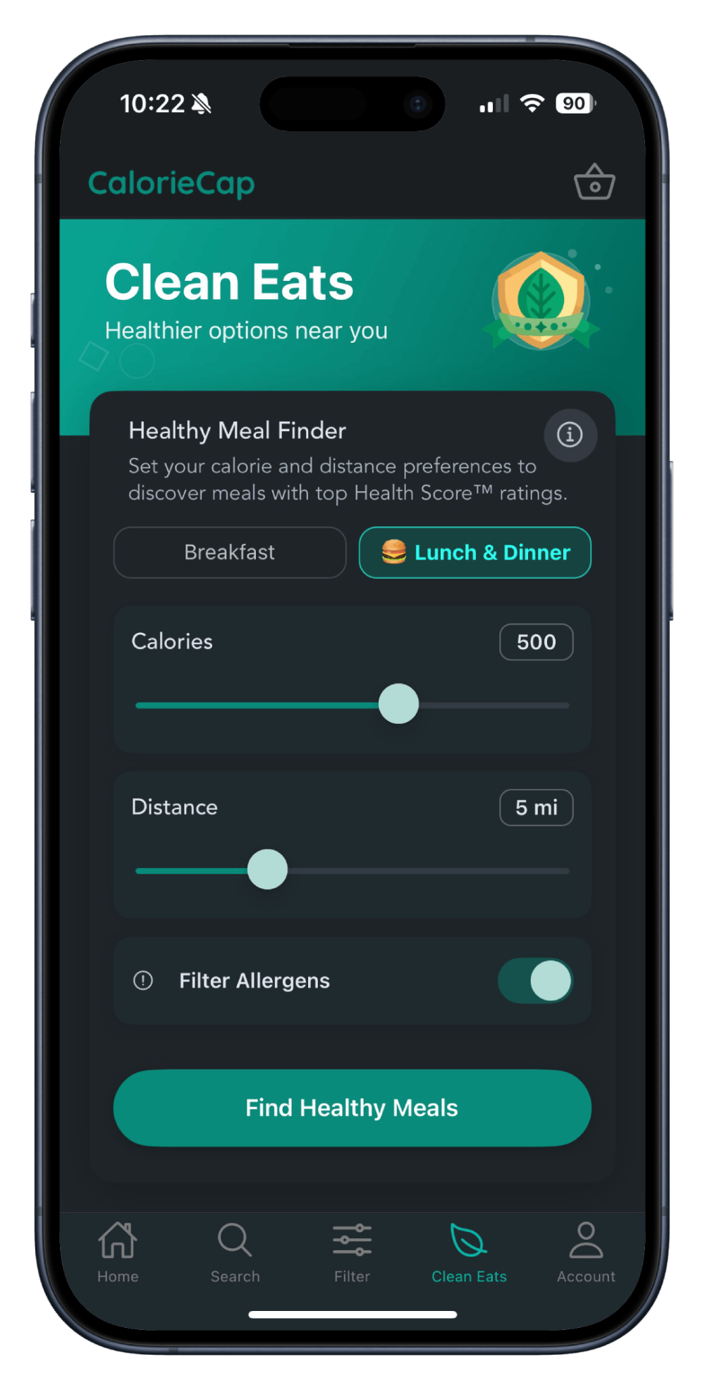 CalorieCap App Screens